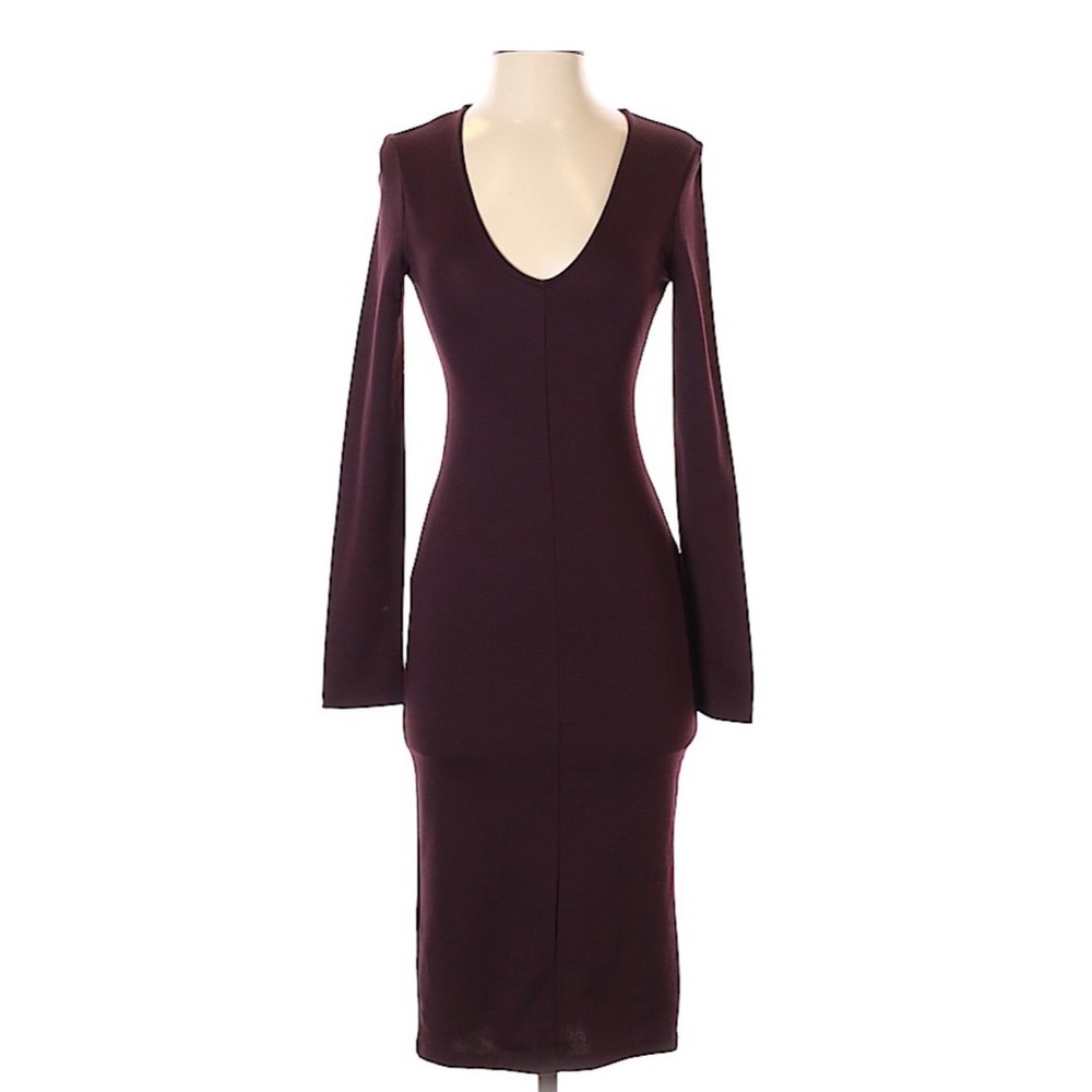NWOT Zara Burgundy Long Sleeve Midi Dress